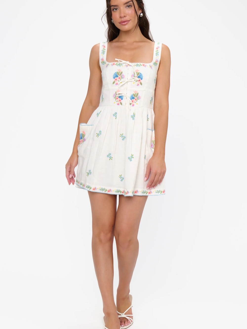 Floral Embroidered White Sundress